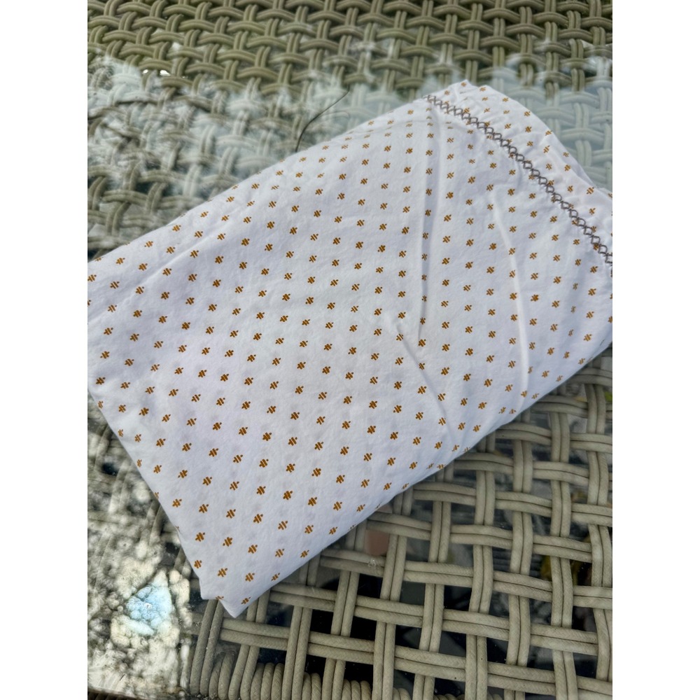 Opalhouse Twin Flat Sheet White Mustard Yellow Geometric Boho Embroidered Trim